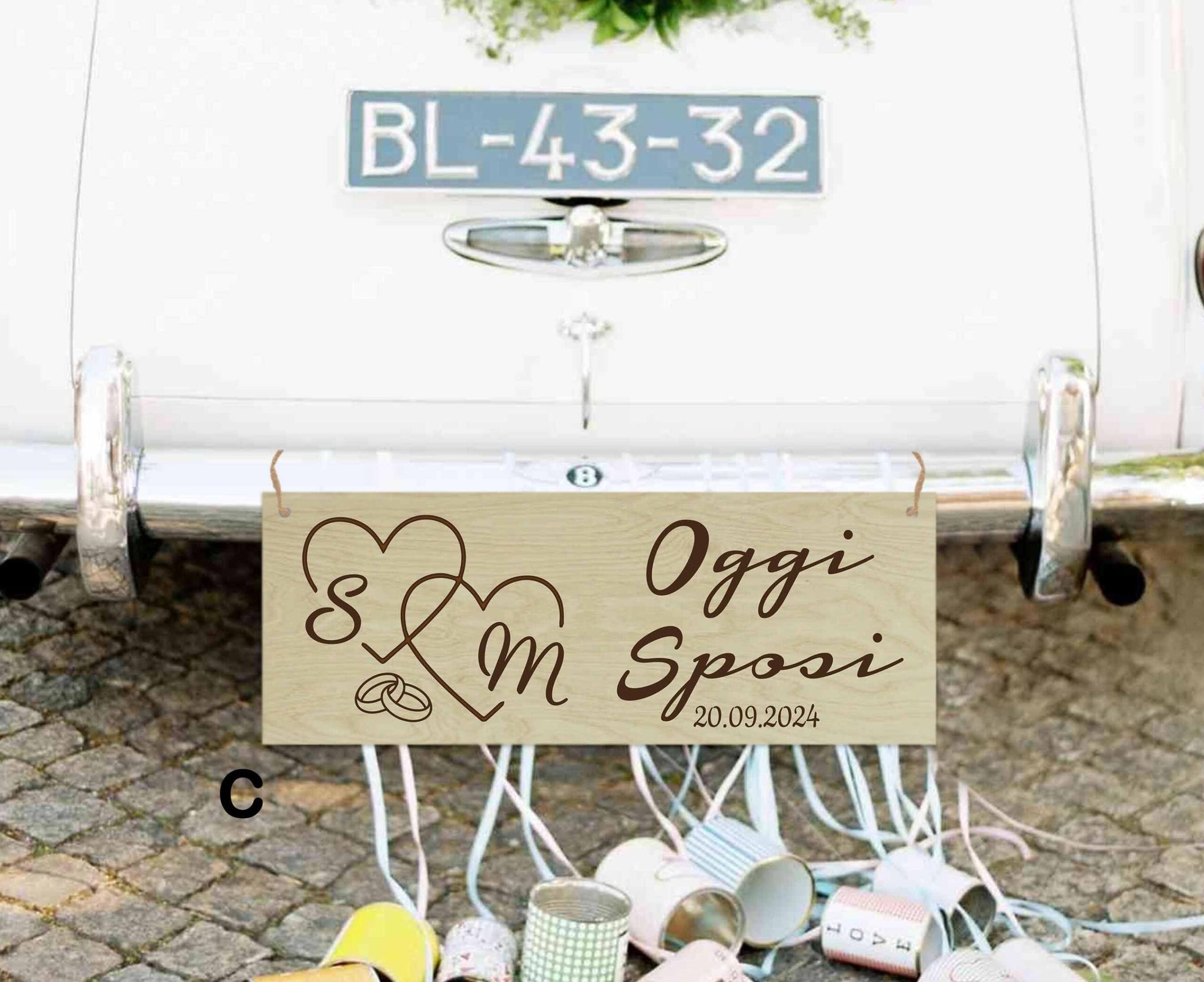 Targa Magnetica Kiwi Star – Just Married – Per Auto, 30x8 Cm O 45x12 Cm